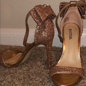 Pink glitter open toed strap heels
